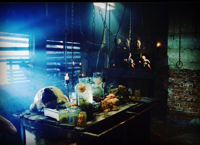 BEST STAGE film set with textured surfaces, scenic props and blue light